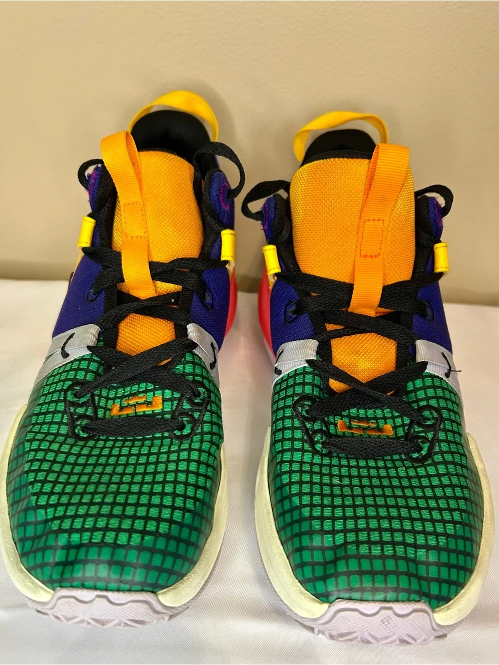 Nike Kids LeBron Multicolor Sneakers - Blue, Yellow, Green, Pink